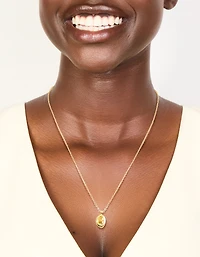Collier de pierre de naissance en laiton plaqué or en citrine de novembre