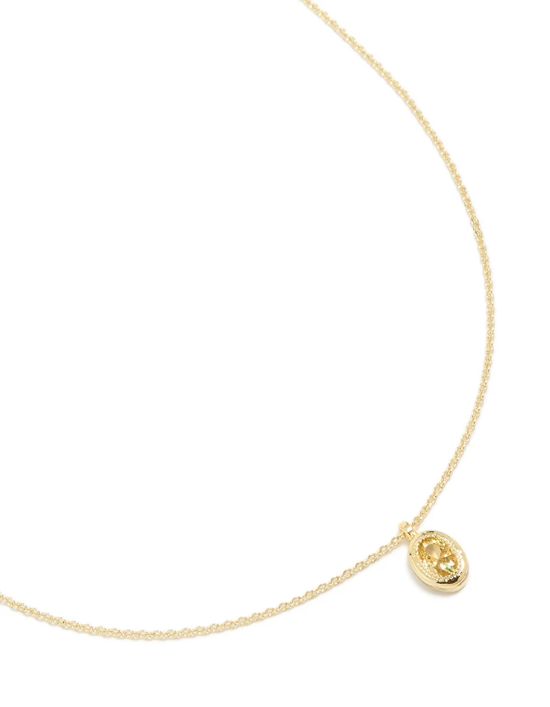 Gold Plated Brass Citrine November Birthstone Necklace