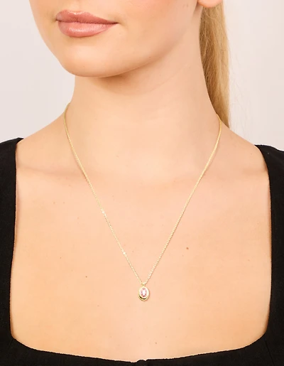 Collier de pierre de naissance en laiton rose en laiton doré