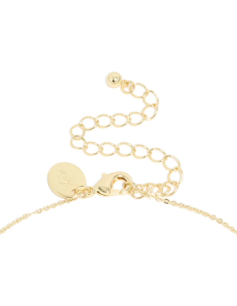 Gold Plated Brass Pink Tourmaline October Birthstone Necklace