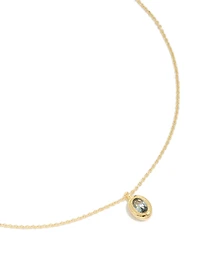 Collier de pierre de naissance en laiton aquamarine en zircone cubique de marche en laiton doré