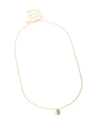 Collier de pierre de naissance en laiton aquamarine en zircone cubique de marche en laiton doré