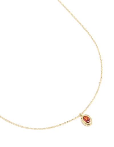 Collier de pierre de naissance en zirconie cubique en laiton en laiton plaqué or