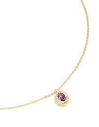 Collier de pierre de naissance en laiton plaqué or améthyste lumineux en zircone cubique