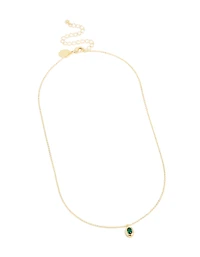 Gold Plated Brass Emerald Cubic Zirconia May Birthstone Necklace