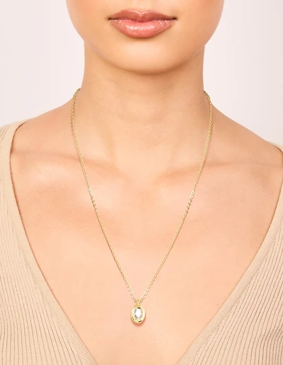 Collier de pierre de naissance en zircone cubique en laiton plaqué or