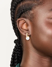 Gold Plated Cubic Zirconia Pavé & Pearl Drop Earrings