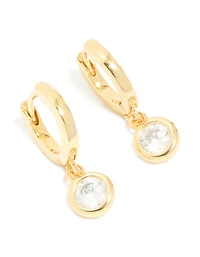 Gold Plated Cubic Zirconia Circle Huggie Earrings