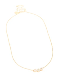 Gold Plated Cubic Zirconia Trio Halo Necklace