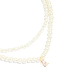 Collier en couches en zircone cubique et perles plaqué or