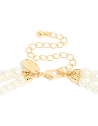 Collier en couches en zircone cubique et perles plaqué or