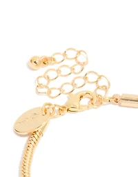 Gold Plated Cubic Zirconia & Heart Charm Bracelet