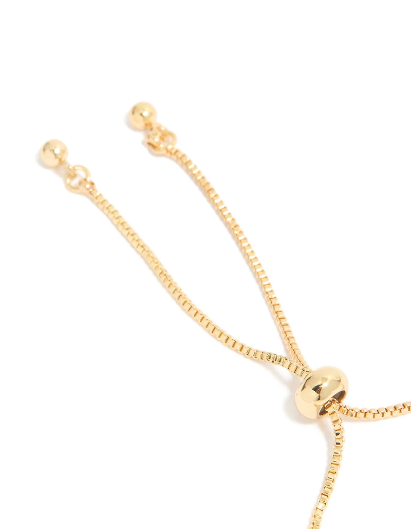 Gold Plated Cubic Zirconia Flower Toggle Bracelet