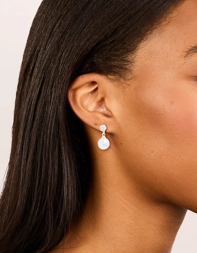 Silver Plated Small Round Cubic Zirconia & Pearl Drop Earrings