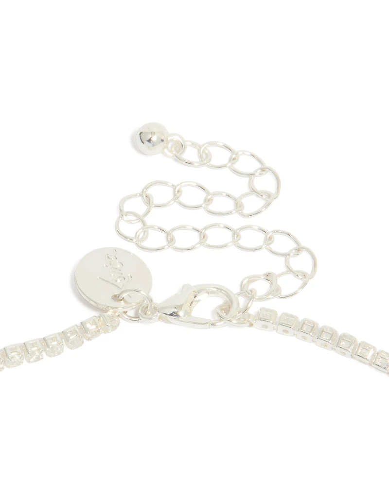 Collier en Y en gobelets cubiques en zirconie plaqué argent