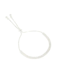 Silver Plated Cubic Zirconia Thin Tennis Layered Toggle Bracelet