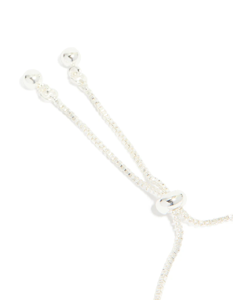 Silver Plated Cubic Zirconia Thin Tennis Layered Toggle Bracelet