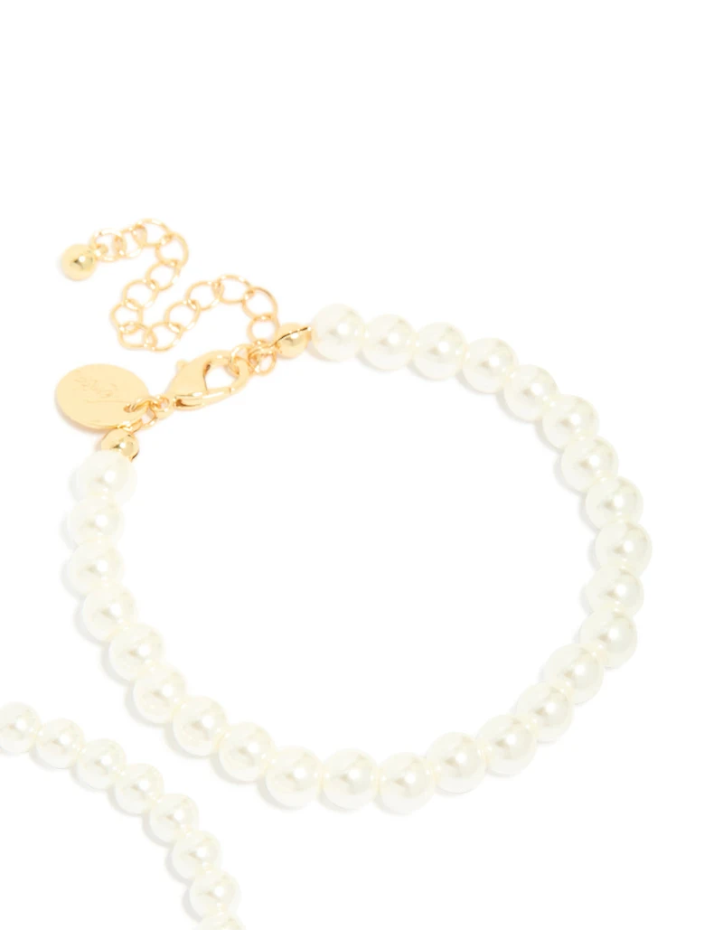 Bracelets classiques en perles plaqués or en paquet de 2