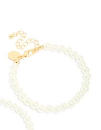 Bracelets classiques en perles plaqués or en paquet de 2
