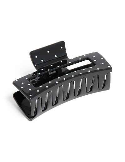 Black & White Shiny Polka Dot Large Claw Clip