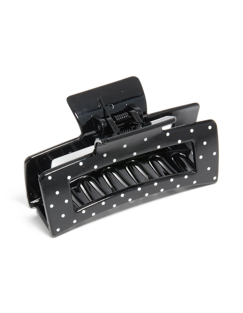 Black & White Shiny Polka Dot Large Claw Clip