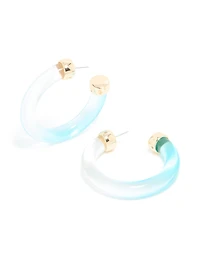 Translucent & Light Blue Ombre Large Open Hoop Earrings