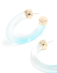 Translucent & Light Blue Ombre Large Open Hoop Earrings