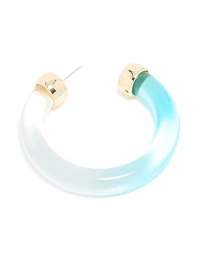 Translucent & Light Blue Ombre Large Open Hoop Earrings