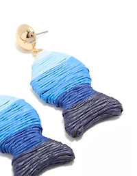 Boucles d’oreilles tombantes en rafhie bleue en rafhie