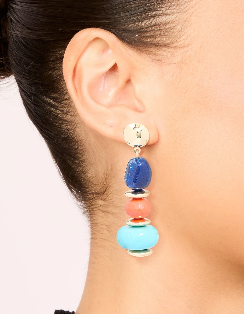 Boucles d’oreilles en acrylique perlées dorées et orange