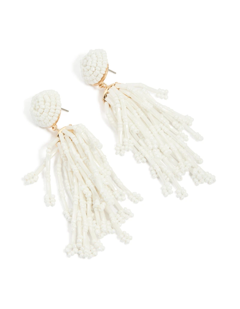 White Beaded Drop Earrings