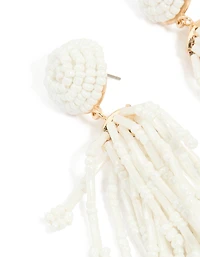 White Beaded Drop Earrings