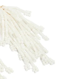 White Beaded Drop Earrings