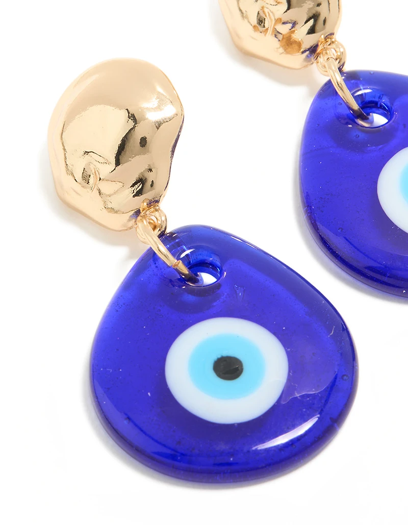 Boucles d’oreilles en acrylique bleu doré Evil Eye