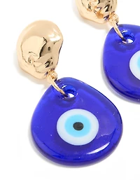 Boucles d’oreilles en acrylique bleu doré Evil Eye