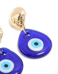 Boucles d’oreilles en acrylique bleu doré Evil Eye