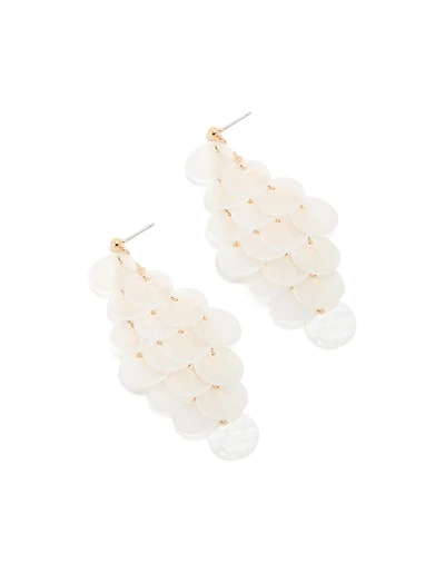 White Genuine Shell Waterfall Drop Earrings