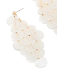 White Genuine Shell Waterfall Drop Earrings