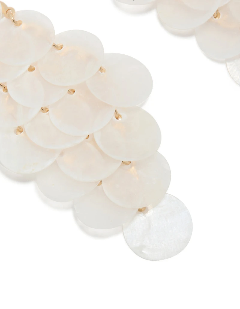 Boucles d’oreilles tombantes en cascade en coquillage authentique blanc