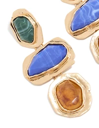 Boucles d’oreilles en acrylique triple couche à trois couches usées en acrylique bleu et vert