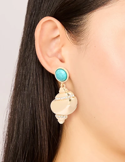 Boucles d’oreilles en forme de clous en or et pierre turquoise