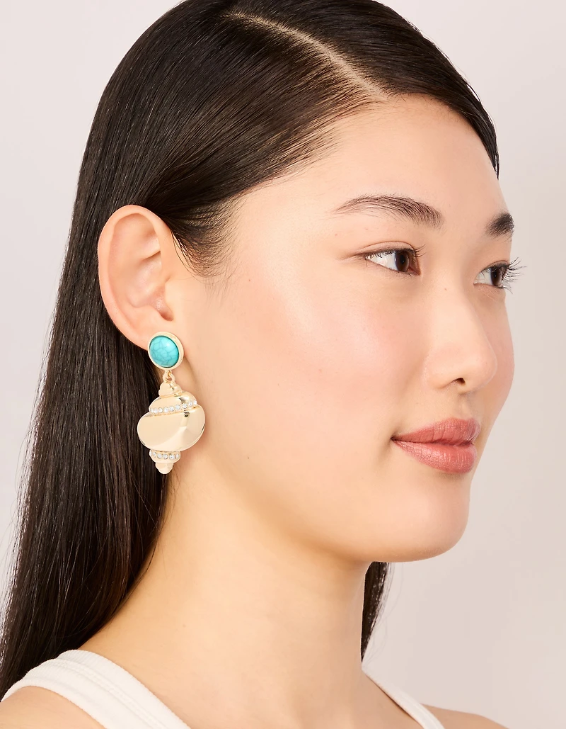 Boucles d’oreilles en forme de clous en or et pierre turquoise