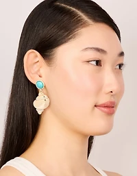 Boucles d’oreilles en forme de clous en or et pierre turquoise