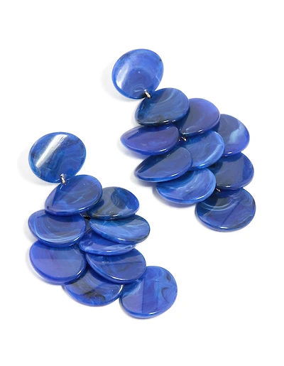 Dark Blue Acrylic Circles Waterfall Drop Earrings