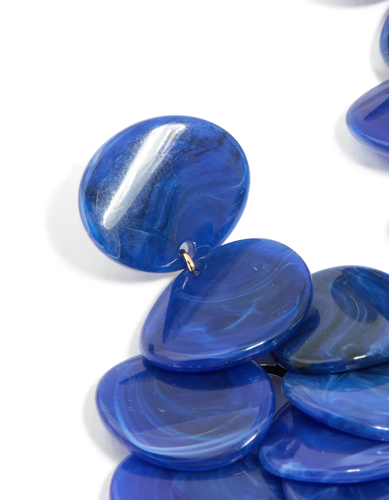 Dark Blue Acrylic Circles Waterfall Drop Earrings