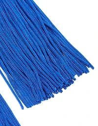 Boucles d’oreilles longues à frange en tissu bleu foncé