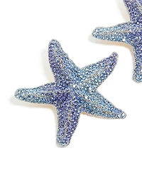 Blue Diamante Starfish Stud Earrings