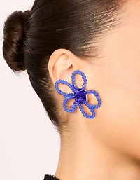 Boucles d’oreilles à boucles d’oreilles en forme de perles bleu foncé