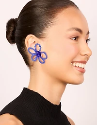 Boucles d’oreilles à boucles d’oreilles en forme de perles bleu foncé