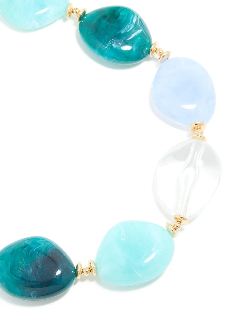 Grands colliers en acrylique en acrylique bleus